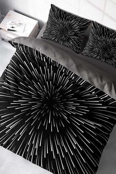 MonoHome 100% Cotton Satin - Double Elastic Duvet Cover Set Galaxy Star