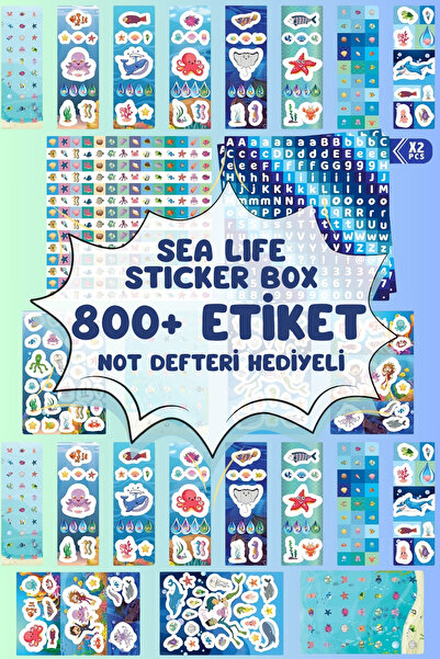 Irk Lemoon Çocuklar Için 800 Sticker Seti, Sea Life Origami Kağıdı Ve Not Def...