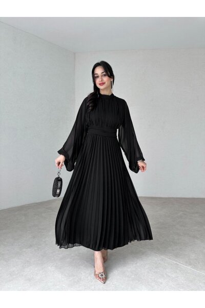 Afiş Butik Šifonové šaty s dlouhým rukávem midi