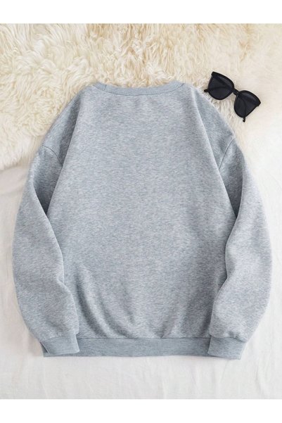 SeusCraft Los Angeles Gray Oversize Sweatshirt - Thick Winter, Raised Crew Neck