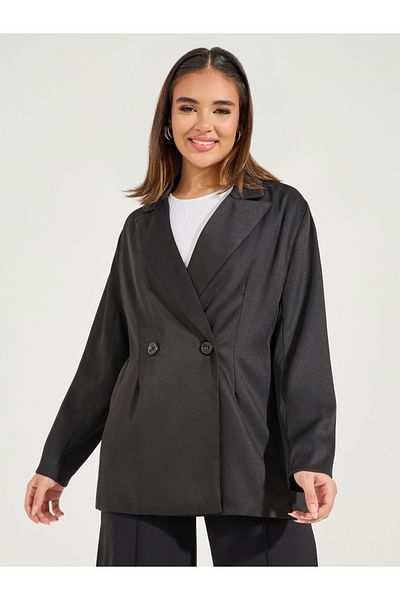 Styli Oversized Fit Longline Double Breasted Blazer