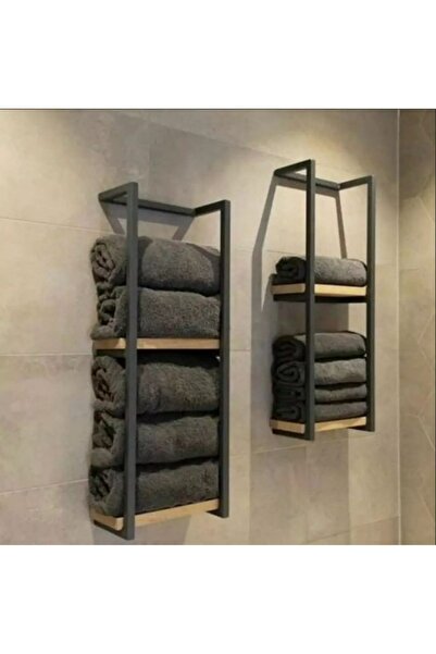 On Dekor Metal & Ahşap Banyo Rafı