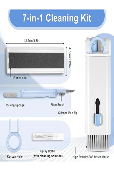 WAPPA Mavi 7 In 1 Macbook, Airpods, Telefon, Tablet, Klavye, Kulaklık, Laptop Çok Işlevli Temizleme Seti