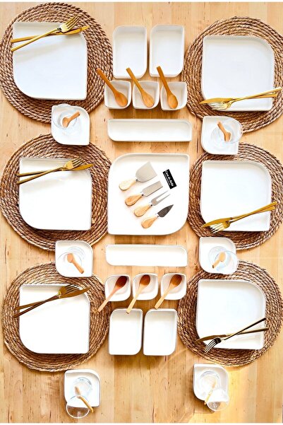 CASA DE BELLA Gold Yaldızlı Porselen 37 Parça 6 Kişilik Kahvaltı Takımı