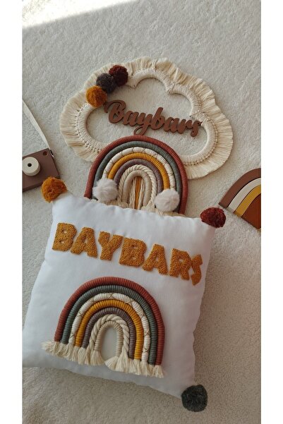 makrom elvan Bebek odası süsleme isme özel kapı süsü ve punch nakışlı yastık ...