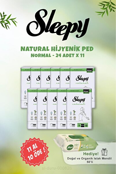 Sleepy Natural Normal Hijyenik Ped 11 Al 10 Öde 24 Adet Ve Doğal Islak Mendil...