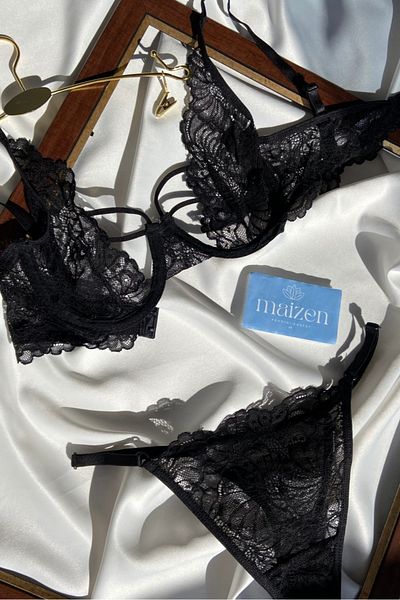 MAİZEN Σετ σουτιέν με μαύρο κεντημένο Underwire