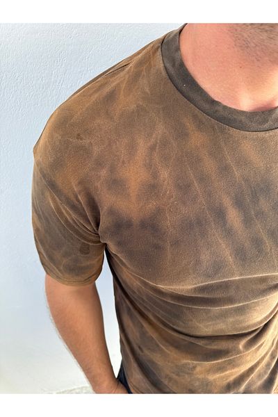 King Brothers Oversize Καφέ Washed Plain T-Shirt - Χοντρό ύφασμα