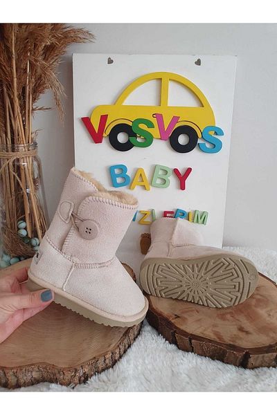 VOSVOSBABYSTORE Κρεμ κουμπιά σουέτ μπότες (στενή εφαρμογή, παραγγείλετε τουλάχιστον ένα μέγεθος)