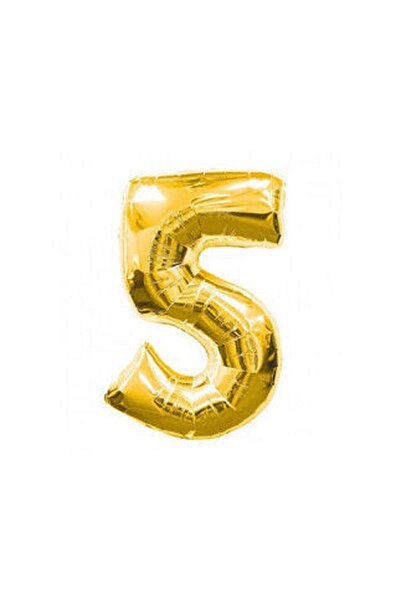 BenimMarifetlerim بالون رقم 5 من رقائق الذهب مقاس 16 بوصة 40 سم