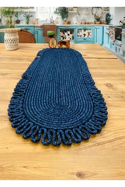 HomeTurko Nexus Runner - Masa din rachita de iuta Masuta de cafea Unite Idee de cadou pentru articole de uz casnic decorative
