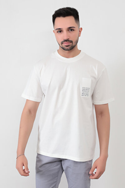 JB John Borners Мъжка тениска с щампа Extra Positive, бяла, стандартна кройка