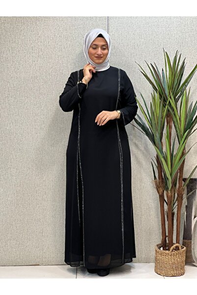 Butik büyük beden Шифонна рокля с разрез