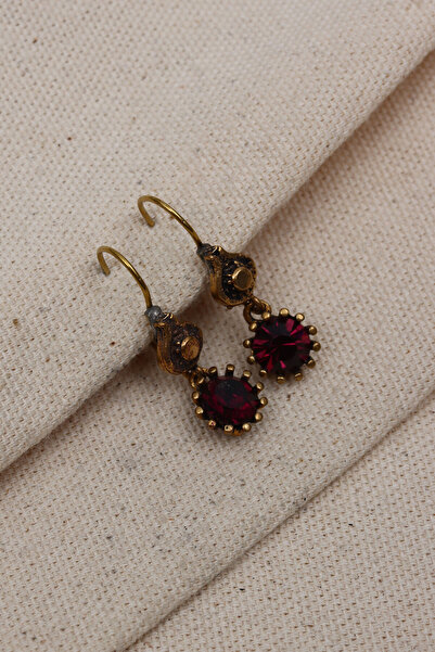 Süspüs Accessories Mor Taş Sallantılı Otantik Küpe