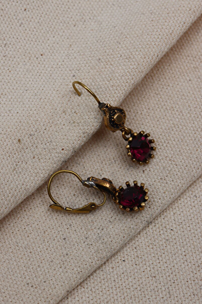 Süspüs Accessories Mor Taş Sallantılı Otantik Küpe