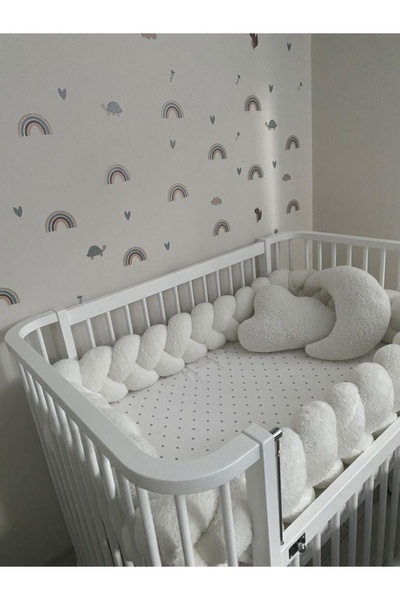 düğüm yastık 450 Cm - 3 Örgü -kırık Beyaz Puffy Kumaş