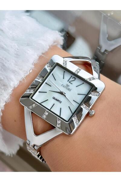 Favori Taşlı Kare Kasa Sedef Kadran Kadın Kol Saati Fvr-1032.2cmc