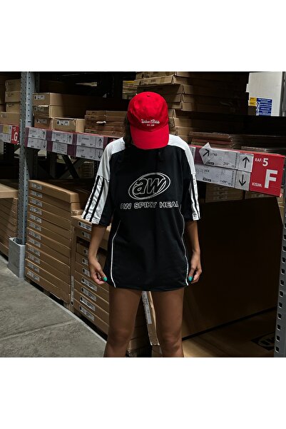 alhemengelir Unisex Smok T-Shirt - Aw Spiky Head, Beige Piece Stripe Detail