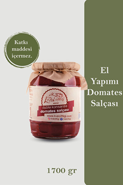 LİVAL ÇİFTLİĞİ Lival Hatay El Yapımı Domates Salçası, 780 gr Cam