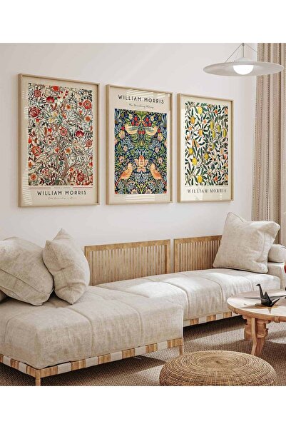 BabelHome William Morris 3'lü Set - Çerçeveli Tablo - Çerçeveli Poster 30x40cm