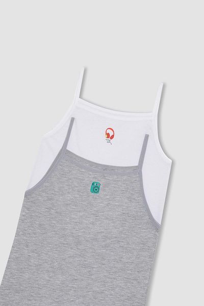 DeFacto Girl's Printed Strappy 2-Piece Undershirt A7691A823Au