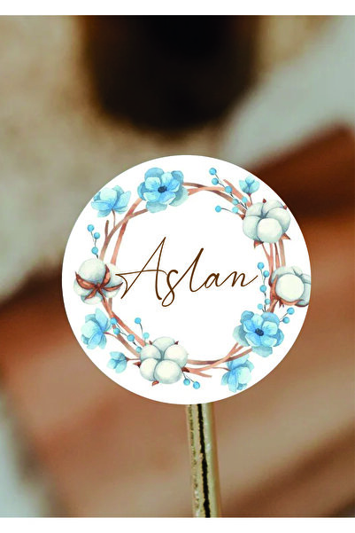 WALLHUMAN İsimli Kişiye Özel Yuvarlak Bebek Etiket/sticker 4x4cm 96 Adet