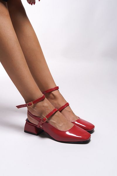 Riccon Thiristnith Red Patent Leather Women's Heeled Shoes - 0012335
