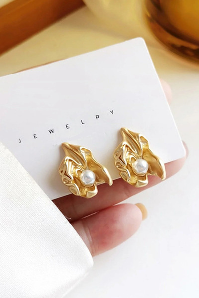 MRK أقراط نسائية غير متماثلة مع اللؤلؤ