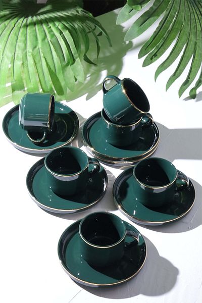AROW Pink and More TR-3079 - 12 Piece Porcelain Coffee Cup Set for 6 People