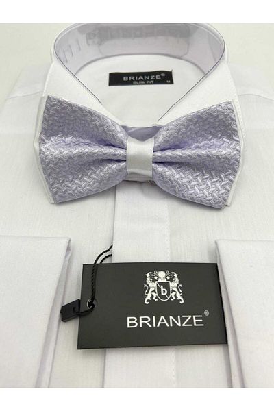 Brianze Lilac Color Glitter Detailed Bow Tie
