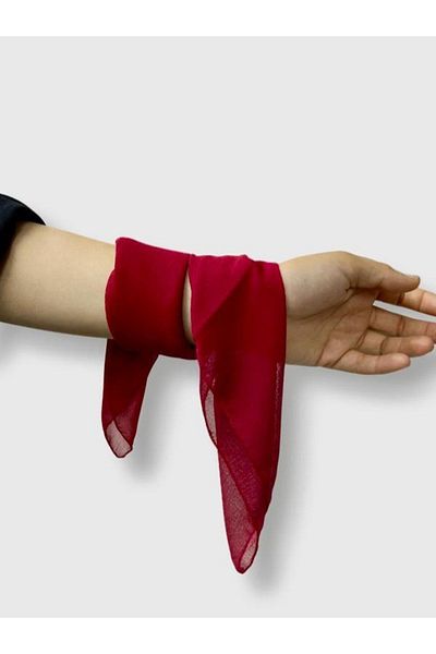 MAZEN Dark Red Chiffon Scarf - Plain Design