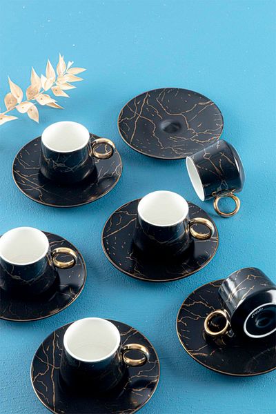 AROW TR-1605 Porcelain Coffee Cup Set for 6 People - 12 Pieces