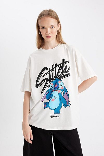 DeFacto Disney Lilo & Stitch Oversize-Kurzarm-T-Shirt mit Rundhalsausschnitt D4819ax24au