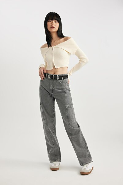 DeFacto Slim Fit, karcsúsított, nyitott vállú kötöttáru kardigán B3739ax23cw