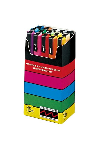 Uni Posca Set of 15 Water-Based Marker - Pc-3M Poster Colors