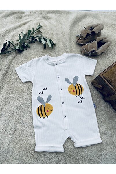 Gleamy FINDIK BEBE KIDS - بذلة شورت قصيرة الأكمام بنمط آري 100% قطن