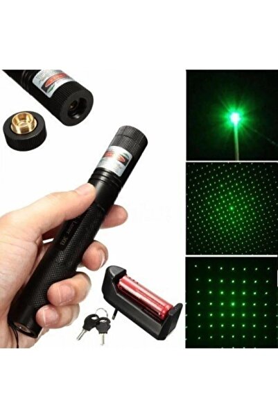 kar-bul Green Laser Pointer Şarjlı Güçlü Yeşil Lazer Metal Kasa Ve Priz Dönüştürücü Fiş Çevirici Hediye