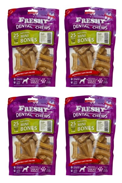 Freshy Dental Natürel Pres Köpek Kemirme Kemiği 4'lü Set  5 cm  100'lü Paket 1 kg