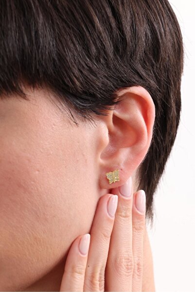 Silvano Jewelry 925 Ayar Gümüş Minik Kelebek Taşlı Küpe