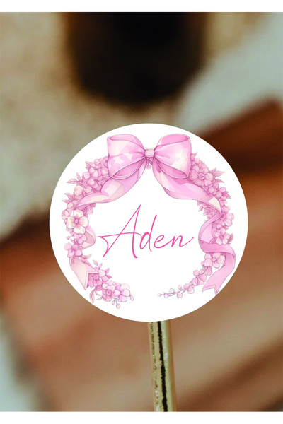 WALLHUMAN İsimli Kişiye Özel Yuvarlak Bebek Etiket/sticker 4x4cm 96 Adet