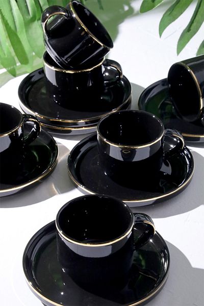 AROW Pink and More TR-3077 - 12 Piece Porcelain Coffee Cup Set for 6 People