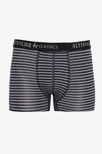 ALTINYILDIZ CLASSICS Ανδρικό Premium βαμβακερό μαύρο-σκούρο μπλε-γκρι Standard Fit μοτίβο εύκαμπτο πακέτο μπόξερ 3 τεμαχίων