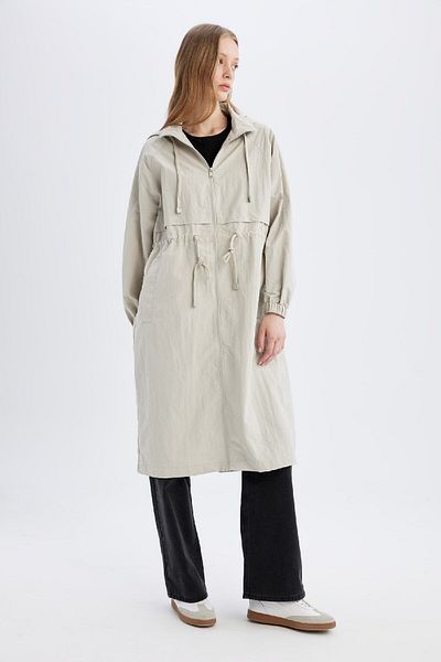 DeFacto Langer Regenmantel - RegularFit, Kapuze, Taftstoff A6245ax24au