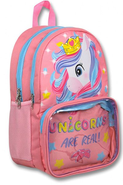 ÜMİT ÇANTA Cennec Pink Unicorn Primary School Backpack and Lunchbox Set with Transparent Compartments - Girl