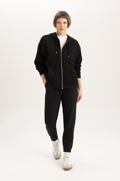 DeFacto Basic Hooded Relax Fit Sweatshirt - Pocket, Plain Zipper C1809Ax23Wn
