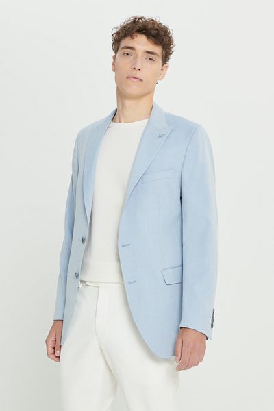 ALTINYILDIZ CLASSICS Светлосин мъжки блейзър Slim Fit - лястовича яка