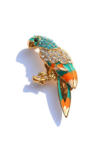 Glaren Papağan Altın Renk Broş