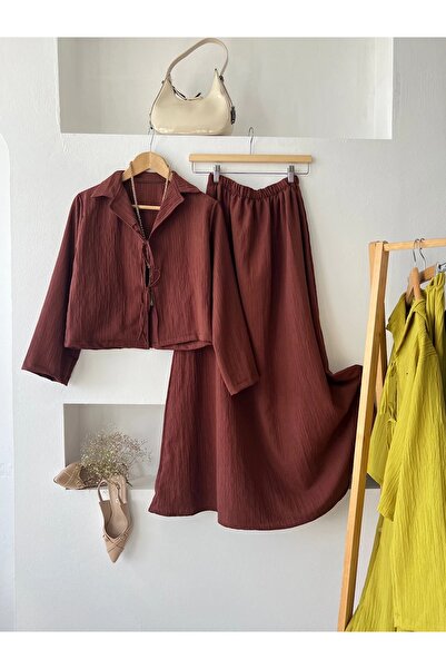 ENDAMIM GPFRE Σετ δύο τεμαχίων - με γιακά πουκαμίσου και λεπτομέρεια δεσίματος μπροστά