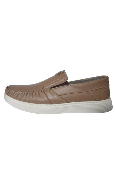 Casy Ανδρική κρεμ χρώμα Ορθοπεδική σόλα Κομψά casual παπούτσια - Γνήσιο δέρμα csyy-001