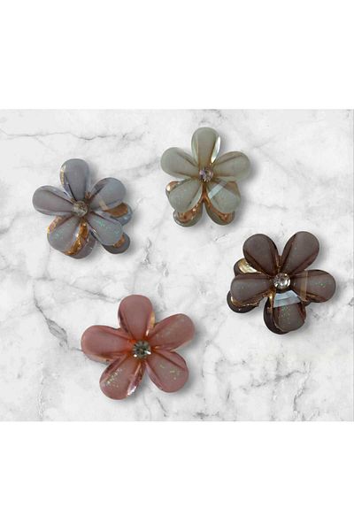 Minvallife Crystal Flower Patterned 4-piece Mini Latch Buckle Set